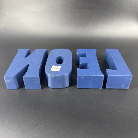 Vtg Abby Press Noel Nativity Scene Spellout Resin Christmas Holiday Decor Blue - Picture 7 of 10